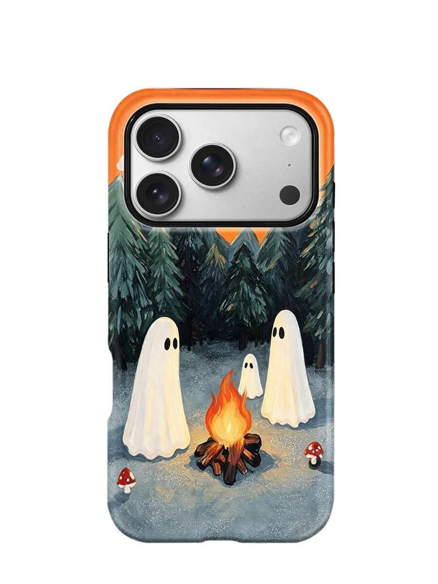 The Koolife Halloween "Forest Ghost Bonfire Party" Printed Phone Case Is Made Of TPU Material. Its Surface Is Smooth And Hard, Resistant To Scratches And Abrasions, Durable And Shockproof. This Product Is An Excellent Gift Choice And Is Compatible With Iphone 11, 12, 13, 14, 15, 16, 17,18 Series Models (Including Pro And Pro Max Versions). - Multicolor - View 1