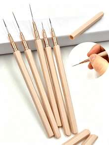 5pcs Nail Art Liner Brush Set, Ultra-Fine Bristles, Suitable For Precise Lines And Detail Painting, Professional Nail Art Supplies, Suitable For Salon And Home DIY - Multicolor - View 9