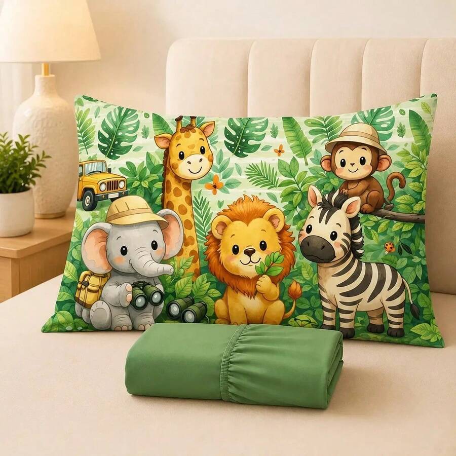 Children's Single Bed Sheet Set, Micropercal, 2 Pieces, Children's Bedding Set With Exclusive Printed Pillowcase - BAGUS - View 1