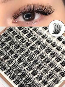 Asiteo 96pcs Single Cluster False Eyelashes D Curl Natural Style Soft Fluffy Lightweight Faux Mink Eyelashes DIY Home Lash Extensions Makeup Eyelashes - D - View 6
