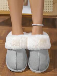 Sandal Wanita Nyaman, Anti Selip, Tahan Aus, Berpenutup Ujung Kaki, Bahan Bulu Imitasi, Suede Imitasi - Grey - View 5