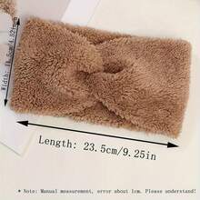 European And American Plush Cross-Over Knitted Headband, Warm Ear Protector Hair Tie, Wide-Brim Face Wash Headband, 1pc Solid Col, First Day Of School - Multicolor - View 10