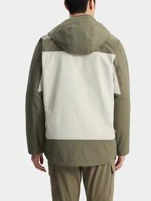 Columbia Men's Outdoor Hiking Hooded Waterproof Softshell Jacket - Olive Green/Off-white - View 2