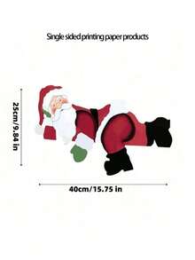 1pc 15.8" Realistic Christmas Santa Fence Peeker, Waterproof Fence Decoration For Christmas Outdoor Garden Yard Fence Decor - Multicolor - View 4