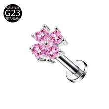 1pc G23 Titanium Internal Thread 1.0/1.2mm Butterfly, Flower, Heart, Cross Shaped Stud Earring Cartilage Piercing Jewelry Suitable For Women's Daily Wear - Pink - View 57