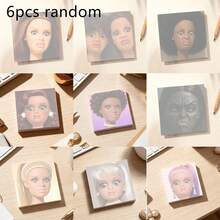 3pcs Random/6pcs Random/9pcs Random Cute Doll Face Self‑Adhesive Sticky Notes,Square Memo Pads For School, Office, Daily Reminder, Journaling, Girls Stationery Gifts - one-size - View 12