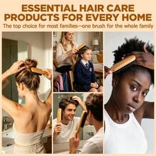 Goiple Hair Styling Comb With Wooden Handle, Anti-Static Professional Detangling Comb, Smooths Frizz And Flyaways, Creates Sleek Ponytail, Suitable For Salon, Travel And Daily Use - Multicolor - View 5