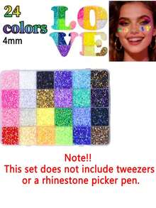 32,000pcs/40 Colors/3mm Flat Back Rhinestone Set, Multi-Color Handmade Gemstone Kit With Pickup Pen And Tweezers, Suitable For DIY, Clothing, Shoes, Shiny Jewelry, Colorful Mixed Palette - Multicolor - View 16