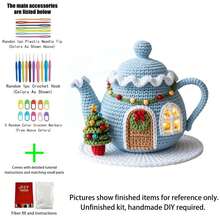 1pc Penguin/Moon House/Christmas Teapot House Crochet Kit (Materials Only, Simple Hand Crochet Required). DIY Kit Suitable For Beginners, Includes Step-By-Step Guide And English Instructions. Ideal Creative Gift For Birthdays And Holidays, Decoration - DIY Crochet Kit - View 5