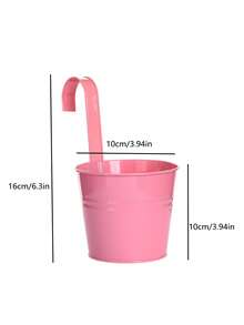 4/6/10pcs Metal And Iron Hanging Flower Pots, Balcony Garden Planting Baskets, Fence Bucket Pots, With Detachable Hanging Flower Racks, Christmas Flower Pot Decorations - Style 1 - View 7