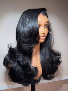 250% Density Body Wave Lace Front Wig Human Blended Hair 13x4/6 Pre Plucked HD Lace Frontal Wig With Baby Hair For Women Pre-Plucked & Pre-Bleached Natural Black Body Wave Hair Style - Natural Black - 查看 1