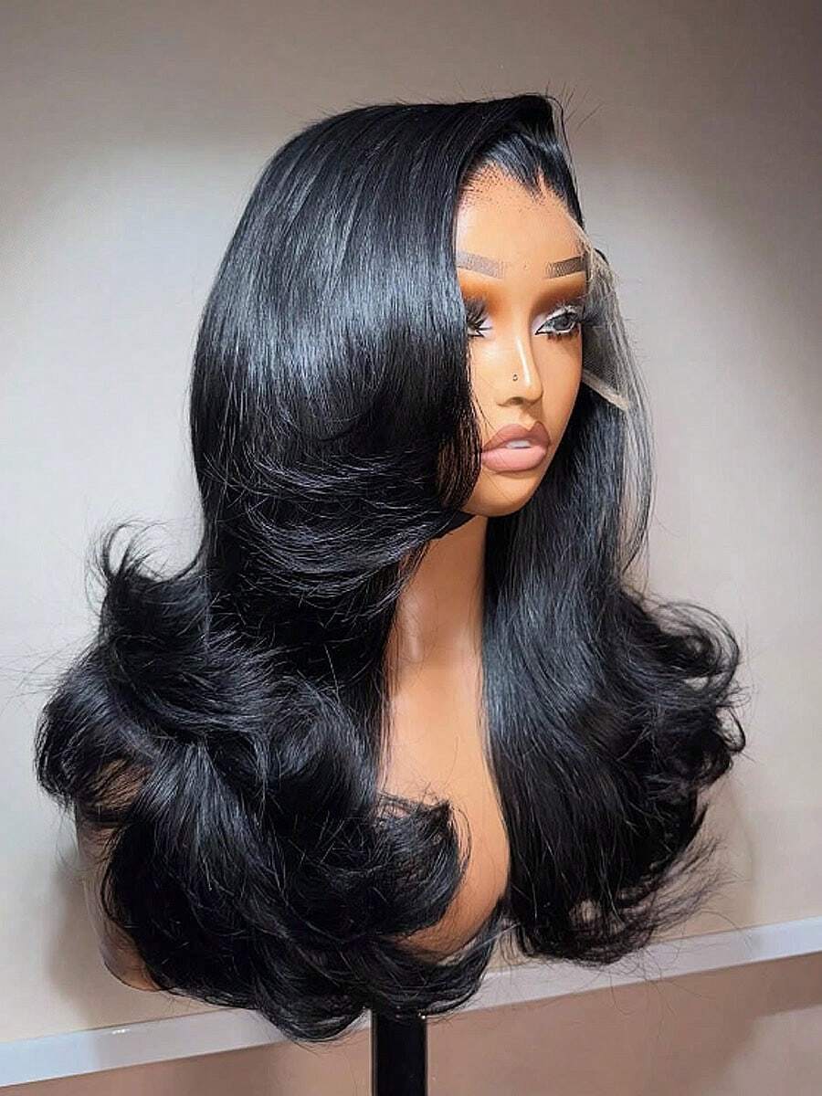 250% Density Body Wave Lace Front Wig Human Blended Hair 13x4/6 Pre Plucked HD Lace Frontal Wig With Baby Hair For Women Pre-Plucked & Pre-Bleached Natural Black Body Wave Hair Style - Natural Black - 查看 1
