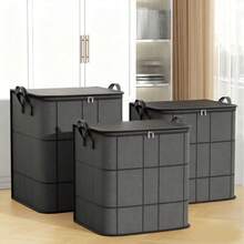 1/3pcs Black Thickened Large Capacity Storage Bags, Tear-Resistant Woven Fabric, Reinforced Stitching, Dustproof & Moisture-Proof Foldable Storage Bags, Suitable For Travel, Moving, Bedroom - Multicolor - View 3