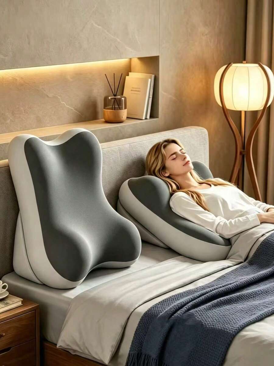 1pc Adjustable Detachable Ergonomic Memory Foam Wedge Pillow, Inclined Leg Support Cushion, Multifunctional Backrest Pillow For Bed, Sofa, Reading, Travel, Bedroom - one-size - View 1