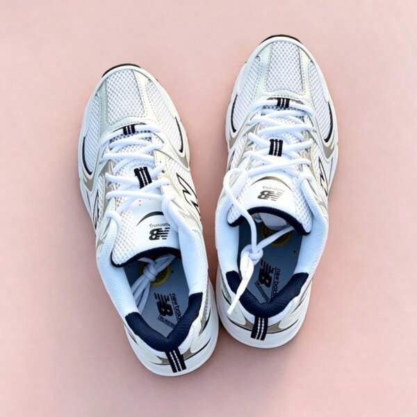 Retro-Style Casual Sneakers In Classic White. Breathable Fabric Reduces Heat And Sweat. Flexible Lightweight Grip Outsole Durable. Ideal For Daily Of