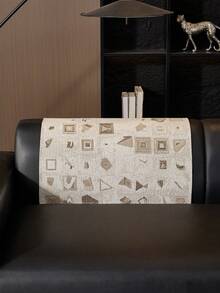 1pc Anti-Claw Scratch Retro Graphic Couch Pad, Breathable Textured Sofa Slipcover, Durable Furniture Protector For Families With Pets & Kids - Khaki - View 7