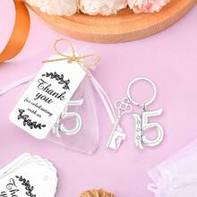 25pcs 15th Key Bottle Opener Keychain Bulk 15th Birthday Party Favors, 15th Beer Key Chain Ring Bottle Opener Wedding Anniversary Gifts For Guests Decor Or Souvenirs - A - View 9