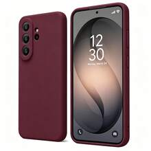 適用於 Galaxy A56 A36 A26 A16 A06 A07 A17 A27 A37 A57 S26 S25 FE 薄型纖薄手感軟橡膠凝膠保護手機殼，夏季糖果色可愛少女風，適用於 Galaxy S26 Ultra S25 Ultra、Honor、Redmi Note 15 - 酒紅色 - 查看 7