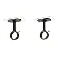 [Ceiling Curtain Rod Hooks] 4/2pcs, No Drilling Required, Top-Mounted Curtain Rod Brackets, Heavy-Duty Self-Adhesive Curtain Rod Brackets, Adjustable Curtain Hooks, Suitable For 3.05cm (1.2 Inch) Diameter Curtain Rods - Multicolor - View 12