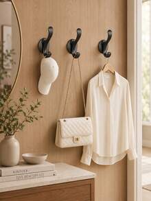 3/5pcs Self-Adhesive Double-Layer Door Hook Rack, Suitable For Umbrellas, Keys, Towels, Bathrobes And Accessories, Space-Saving Storage Organizer, Suitable For Bathroom, Kitchen, Bedroom, Closet And Home Storage, Room Decoration, Bedroom Decoration, Home Decoration, Kitchen - A - View 5