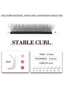 FOXYMEI 12Rows LU(M) W Shape YY/3D/4D/5D Eyelash Extension 7-15mm Individual Promade Fans Lashes 0.07mm Naturally Soft Handmade Woven Fan-Shaped Lash Faux Mink Volume Lashes Easy Fanning For Beginners Salon Quality - View 5