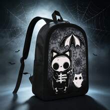 Unisex Fashion Cute Weird Style Printed 17 Inch Campus Backpack, Student Backpack, Laptop Bag, Large Capacity Business Travel Hiking Backpack, Travel Backpack, Outdoor Travel Bag, Student School Multi-Compartment Versatile Casual Backpack, Business Commute Travel Essential - Black - View 1
