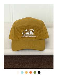 1pc Women's Soft Top Letter Embroidered Yellow Baseball Cap, Spring/Summer New Style, Quick-Dry Breathable Sun Protection Duck Bill Hat, Color Block Thin Cap, UV Protection - Mountain Peak Quick-dry Curved Brim - View 17