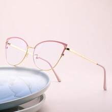 1pc Metal Round Cat Eye Frame Indoor Computer Reading Outdoor Photochromic Spring Temple Fashion Women Fashion Glasses - Lenses / Photochromic Lenses - View 9