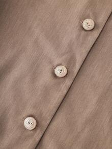 Elegant French Style Solid Color Front Button Office Casual Jacket For Women - Khaki - View 5