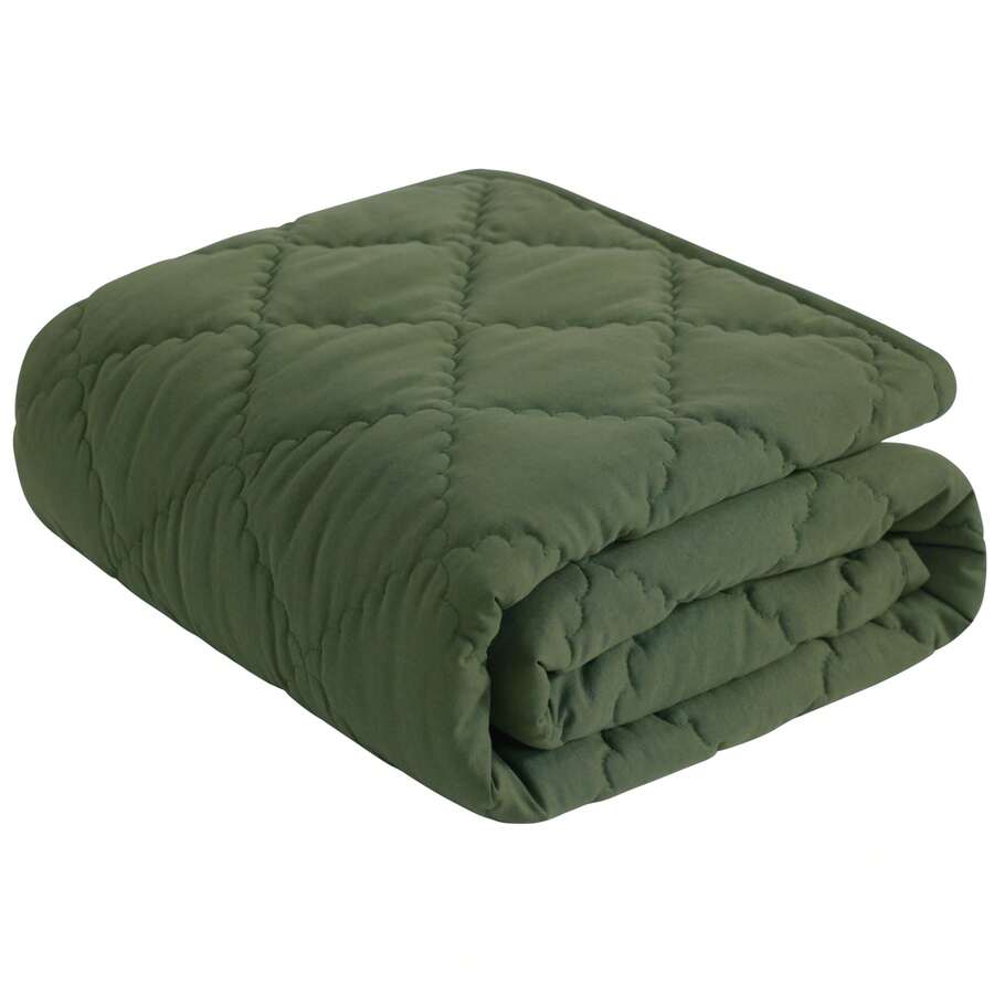1PC Comforter, Lightweight And Warm Solid Color Quilte - Olive Green - View 1