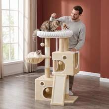 HaluPeit Three Color 100.5cm Cat Climbing Frame, Integrated Cat Scratch Column Cave Amusement Tower, Suitable For Indoor Use - Beige - View 2