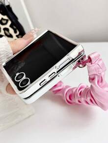1pc Girls Electroplated Leopard Print Scarf Bracelet Style Smart Phone Case Protective Cover Portable Design Phone Case Protective Cover Compatible With Samsung Galaxy Z Flip8, Galaxy ZFlip 7, Galaxy ZFlip 7FE, Galaxy ZFlip 6, Galaxy ZFlip 5 Back To School Season - Multicolor - View 9