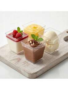 150 Ml Dessert Cups Set Of 25, Clear Square PS Dessert Bowls With Pyramid Design For Mousse Pudding Tiramisu Ice Cream Fruit Salad And Layered Desserts, Reusable Dishwasher Food Containers For Parties Catering And Home Use - View 3