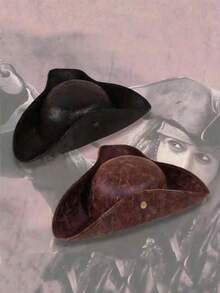 1pc Neutral Brown Sailor Pirate Tricorne Hat, Fashion Captain Hat, Performance Costume, Fun Cosplay Prop For Masquerade Halloween - Multicolor - View 3