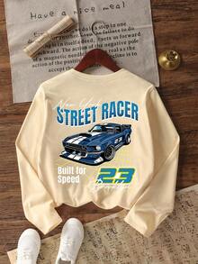 Tween Boy Casual Fun Print Crew Neck Pullover Long Sleeve T-Shirt, Autumn/Winter Top - Apricot - View 5
