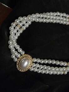 Lolita-Style Retro Baroque Faux Pearl Fringe Necklace Goes With Everything Ladies Dinner Ball PROM PROM Wedding Decorative Accessories Choker - Multicolor - View 3