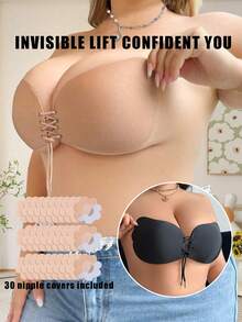 1-Piece Silicone Invisible Bra With Lift, Support, And Anti-Slip Adhesive Strips, Designed For Wedding Dresses And Halter Necklines. - Multicolor - View 1