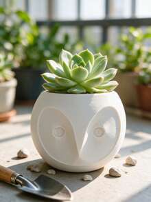 3D Printed 3pcs Creative Succulent Planters, Cute Owl Shaped Plant Pots, Mini Desktop Flower & Herb Planting Containers, Office Desk Greenery Decor - Owl - View 1