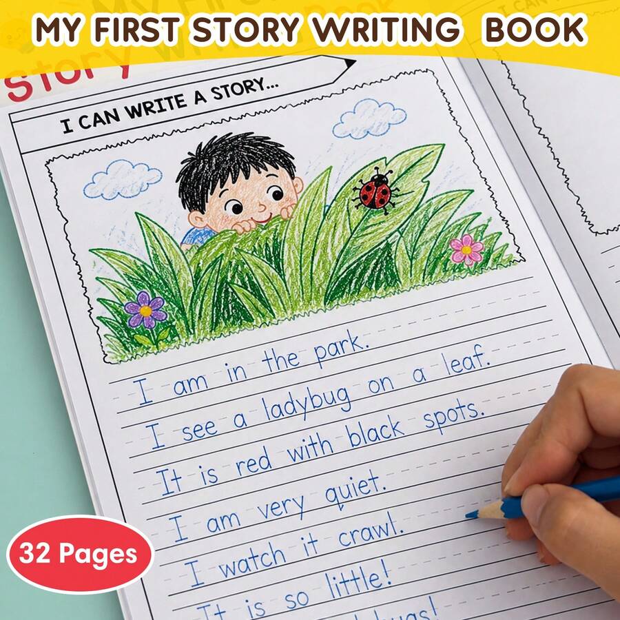 Story Writing And Drawing Workbook, 32 Pages English Writing Practice, Early Learning Classroom Materials, Home School Classroom Resource Toy