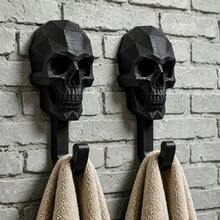2pcs Skull Wall Hooks, Creative Gothic Style Towel Hooks, Vintage Skeleton Coat Rack, Bathroom Towel Rack, Entryway Key Holder, Bedroom Door Storage Hooks, Halloween Punk Style Wall Decor - Multicolor - View 10