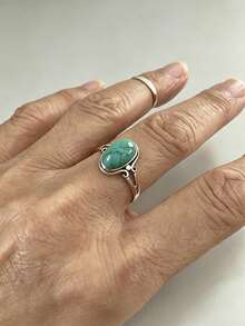 1pc Artificial Turquoise Women's Ring, Perfect For Parties And Birthdays, Exquisite Jewelry Gift For Girls - Silver - View 14