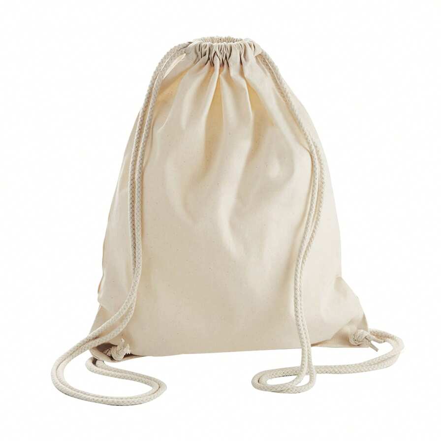 Westford Mill Earthware Organic Gymsac/Drawstring Bag (13 Litres) - Natural - View 1