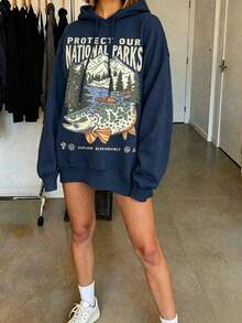 90s National Parks Unisex Sweatshirt Granola Girl Shirt Respect    Local Wildlife Pullover Hiking Camping Clothes Wanderlust Shirt - 藏青色1 - 查看 2