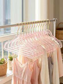 Acrylic Transparent Hangers For Home Use, Non-Slip No-Crease Shoulder-Protecting Crystal Clothes Rack, Women's Plastic Clothing Hangers For Storage And Organization - Multicolor - View 5