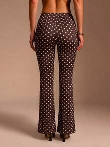 Legging Kasual Wanita Seksi dengan Motif Geometris - Coffee Brown - View 3