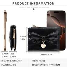 Cartera de Cuero Sintético para Mujer Baellerry con Cierre,últiples Ranuras para Tarjetas, Bolso de Mano Simple y Elegante, Monedero Multifuncional - Negro - Ver 7