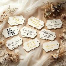 50pcs Personalized Wedding Favor Tags, Customizable Name And Date Thank You Gift Labels, Elegant Party Favor Tags, Rustic - White - View 5