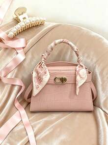 Fashionable Versatile Black Minimalist Elegant Handbag/Shoulder Bag, Suitable For Young Women, Students, Girls, Career Women And Fashion Enthusiasts - Pink - View 6