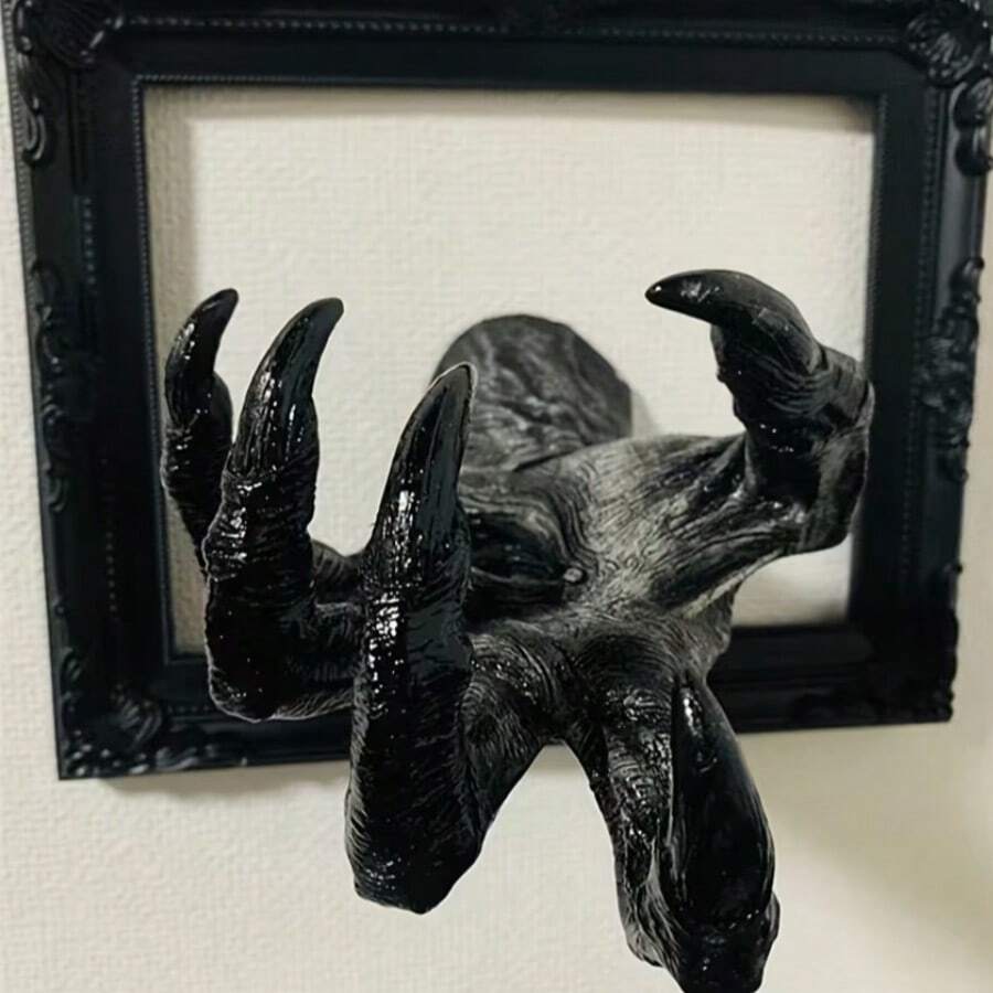 萬聖節牆面裝飾 - 可怕的黑色伸手手，等身大小恐怖牆面手，適用於萬聖節庭院與花園裝飾 - 花園裝飾 - 均碼 - 查看 1
