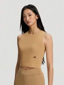 Adidas Women's Casual Sports Cropped Tank Top KX0319 - Khaki - View 1